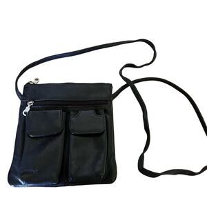 Paul & Taylor Vintage Black Leather Mini Crossbody Travel Purse 90s